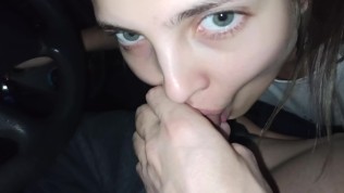 Public Blowjob In Car Parking Lot and he Cums In My Mouth and I Swallow Half of it’s Tasty Cum